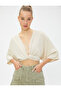 Crop Kimono with Front Tie Detail and Wide Sleeves - 2