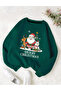 Christmas Daddy and Deer Christmas Printed Cotton Long Sleeve 3 Threads Cycling Neck Sweatshirt
