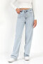 Women's straight fit jeans - ice blue, high-waisted, cotton blend with lycra - 616-2269 - 2