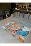Özge Collection Oil Paint Look Multicolor Abstract Patterned Woven Base Decorative Carpet Ozge23 - 4