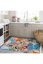 Özge Collection Oil Paint Look Multicolor Abstract Patterned Woven Base Decorative Carpet Ozge23 - 2