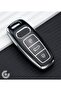 Audi Compatible A3, A4, A6, A7, A8, B9, C8, 4K, D5, S7, S8, Q7, Q8, E-Tron Silver Edge Tpu Key Case Cover (Black)