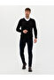 Black Slim Fit V-Neck Basic Knitwear Sweater 50276536-Vr046 - 3