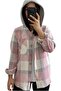 Women's Pink Hooded Ecru Thick Plaid Lumberjack Shirt - Slim Jacket - 4