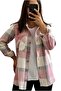 Women's Pink Hooded Ecru Thick Plaid Lumberjack Shirt - Slim Jacket - 2