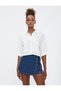 Crop Shirt Linen Blend Off Shoulder Short Sleeve Pocket Detailed - 3