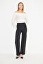 Women's Anthracite Elastic Waist Ironprint Stitching Pants Arm-25K 001058 - 2