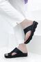 1742 BLACK CRACKED COMFORT ANATOMICAL CASUAL WOMEN'S TOE SLIPPERS - 4