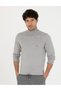 Hellgrauer Melange Slim Fit Halbrollkragen-Basic-Strickpullover 50276502-VR091