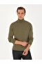 Dark Khaki Slim Fit Turtleneck Basic Knitwear Sweater 50296602-Vr111
