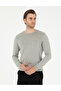 Light Gray Melange Slim Fit Crew Neck Basic Knitwear Sweater 50296621-Vr091