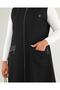 Women's Large Size Long Vest with Leather Pockets - 8