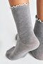 Bamboo Women's White Ruffled Elastic Seamless Women's Grey Socks/Non-Marking/Non-Tightening Socks - 3