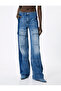 Wide Leg Cargo Jeans High Waist Pocket Double Color - Bianca Wide Leg Jeans - 4