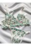 Romantic Aqua Bloom Lace Bralet Set with White & Blue Flowers
