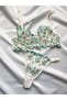 Romantic Aqua Bloom Lace Bralet Set with White & Blue Flowers - 3