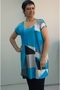 Low Sleeve Combed Cotton Viscose T-Shirt with Blue Black and White Print Whole Size - 5