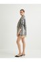 Blazer Jacket Patterned Shiny Textured Fleto Pocket - 3