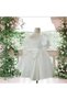 Special Design White Short Balloon Sleeve Bow and Pearl Detail Girls' Evening Dress - 2
