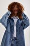 CASTDO Kadın Mavi Oversize  Jean Ceket - 7