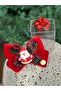 Luxurious New Year's Gift, Fancy Boxed Velvet Glitter 3D Santa Claus Bow Patterned Clasp Clip, Red - 3