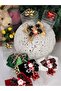 Luxurious New Year's Gift, Fancy Boxed Velvet Glitter 3D Santa Claus Bow Patterned Clasp Clip, Red - 6