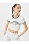 College Short T-Shirt Short Sleeve Crew Neck Ribbed Cotton Slim Fit