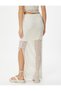 Long Crochet Skirt, Openwork, High Waist, Side Slits, Lined, Slim Fit - 4