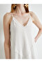 Strappy Long Dress V-neck Flounced Scallop Embroidered Viscose Blended - 5