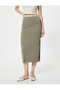 Midi Pencil Skirt with Slit Detail in Modal Fabric - 3