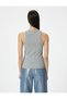 Ribbed Tank Top Halter Neck Basic - 4