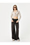 Double Breasted Knot Detailed Crop T-Shirt Long Sleeve Shirt Collar