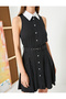 Black Patterned Women's Dress - 4sak80104uw - 5