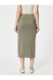Midi Pencil Skirt with Slit Detail in Modal Fabric - 4