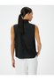 Satin Blouse - Scarf Collar Detail, Sleeveless, Standard Cut - 4