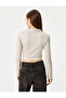 Double Breasted Knot Detailed Crop T-Shirt Long Sleeve Shirt Collar - 4