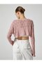 Crop Openwork T-Shirt Wide Long Sleeve Crew Neck Comfortable Fit - 4