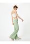 Wide Leg Trousers Ribbed with Tie Waist - 2