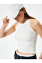 Corded Basic Top Round Neck Viscous Fabric Slim Fit