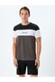 Sports T-Shirt with Slogan Print, Crew Neck, Color Block, Short Sleeves - 3