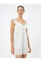Nightgown with Scallop Detail, Ruffled Cotton, Below the Knee, Loose Fit - 2