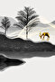 Hari̇kabi̇rev | Gray-Black-Gold Soft Color Deer Set | Framed Glass Table 3 Pieces Vertical - 4