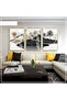 Hari̇kabi̇rev | Gray-Black-Gold Soft Color Deer Set | Framed Glass Table 3 Pieces Vertical