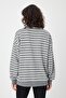 Striped Straight Neck Zippered Oversize Sweatshirt (Uni-00247) - 6