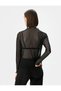 Transparent Tulle T-Shirt Long Sleeve High Collar - 4