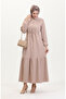 Twist Fabric Ribbed Half Button Dress 0526-04 Mink - 2