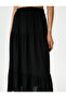 Midi Skirt with Flounce and Elastic Waist Viscose - 5