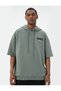 Sports Oversize Hooded Sweatshirt with Slogan Print, Short Sleeves, Long Length - 3