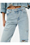Short Straight Cut-Out Leg Jeans with Pockets - Multi-Fraying Eve Straight Jeans - 5