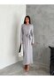 Modal Fabric Belted Dress with Slit Detail - 2
